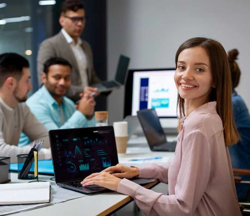 A women working on a laptop